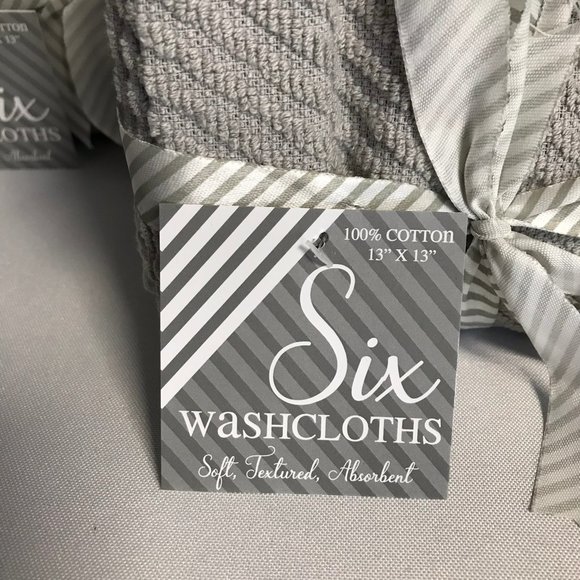 6 Washcloths Grey Gray NWT 2 sets - Picture 2 of 7